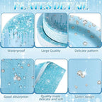 Funnymoom 452 Pcs Light Blue Party Decoration Include Glitter Baby Blue Paper Plates Napkins Cups Tablecloth Cutlery Straws Tableware for Baby Shower Birthday Wedding Graduation Party Supplies - Image 2