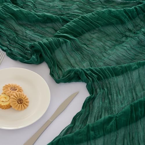 Fanami 6 Pack Cheesecloth Table Runner -10FT Emerald Green Boho Gauze Cheese Cloth Table Runner 120 Inches Rustic Sheer Fabric Centerpieces for Wedding Birthday Party Bridal Baby Shower Decorations - Image 2