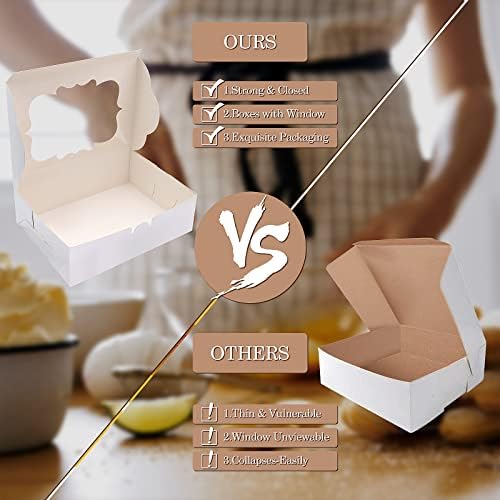 KPOSIYA 65 PCS 8x6x2.5 Inch Cookie Boxes with Window Silver Bakery Boxes Pastry Boxes for Gift Giving, Treat, Dessert, Cupcakes, Chocolate, Strawberries, Donuts, Muffins (5 Style Windows) - Image 6
