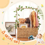 Juexica Baby Shower Crate Closet Wicker Baby Welcome Box Woven Crate Baby Gift Basket with Handle and Garland Welcome Baby Gifts for Boys Girls Newborn Gift Storage - Image 5