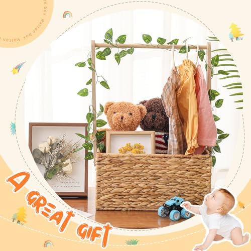 Juexica Baby Shower Crate Closet Wicker Baby Welcome Box Woven Crate Baby Gift Basket with Handle and Garland Welcome Baby Gifts for Boys Girls Newborn Gift Storage - Image 5