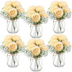 Zeyune 6 Sets Mason Jar Flowers Centerpiece Table Decorations,Champagne by Zeyune