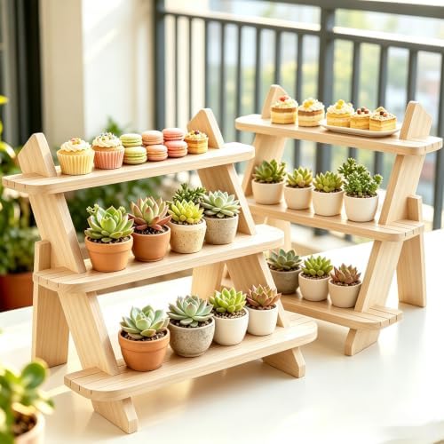Wooden Display Stand, Tiered Cupcake Stand, 3 Tier Display Stand Riser by HamsterHouse