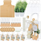 Honeydak 49 Pcs Baby Shower Prizes for Game Players 6 Set Cheese Board Fork Knives Coaster Towel Artificial Potted Plant Thanks Card Gift Bag for Baby Bridal Shower Wedding Favors(Square) by Honeydak