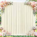 10x10ft Ivory Curtains Backdrop for Wedding Parties Wrinkle Free Ivory Curtains Photo Backdrop Drapes for Photography Birthday Baby Shower Soft Fabric Party Backgournd for Photoshoot 5x10ft, 2 Panels by Partisky