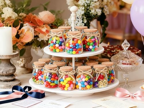 AIXIANG 60 Pack 3.5 oz Glass Jars with Cork Lids & Airtight Plastic Seals - Small Glass Bottles for Wedding Favors, Baby Shower, Spices - Complete DIY Kit with Thank You Stickers, Tags & Twine (100ml) - Image 3