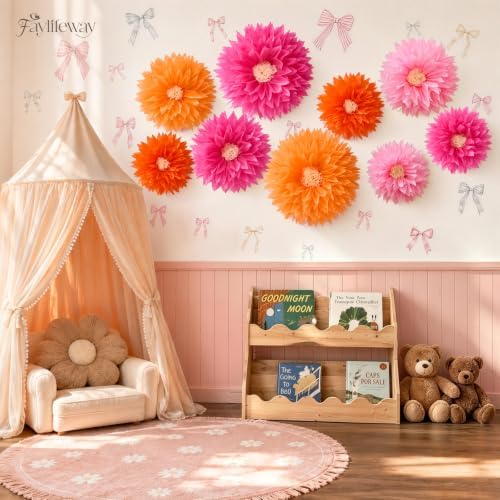 Giant Paper Flower Wall Decor, 9PCS Party Birtyday(Orange&Pink) - Image 4