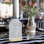 20 Pack Frosted Acrylic Arch Sign with Wood Stand- 5x7 Inch Blank Arch Acrylic Sheets with 4 Inch Wood Base, DIY Frosted Arch Sign Blank for Wedding Table Numbers - Image 3