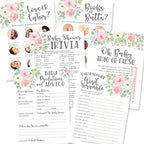 Hadley Designs 50 Floral Baby Prediction And Advice Cards, Trivia Games, etc, 25 Love or Labor, Boobs Or Baby Butts Game - 6 Double Sided Cards Baby Shower Games Funny, Baby Shower Party Supplies by HadleyDesigns