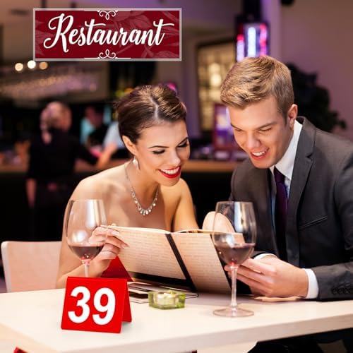 Tuanse Table Numbers 1-50 Acrylic Double Sided Tents for Restaurant, Red - Image 6