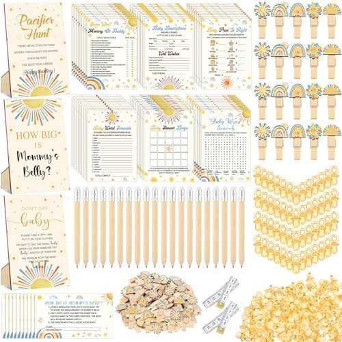 Sherr 476 Pcs Here Comes the Son Baby Shower Games, 6 Sets Activities by Sherr