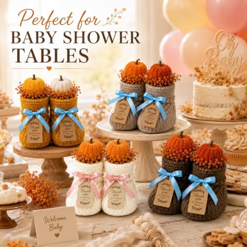 4 Sets Baby Shower Booties Table Centerpiece, Crochet Knitted Baby Booties - Image 7
