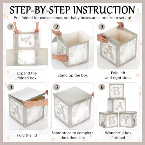 Chunful 4 Pcs Magical Wizard Baby Shower Boxes Magic Theme Balloon Blocks - Image 3