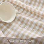 Romanstile Gingham Ruffled Round Tablecloth, 70 Inch, Taupe - Image 4