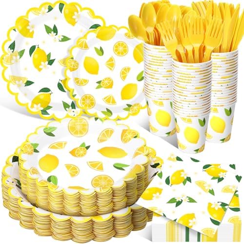 Funnymoom 400 Pcs Lemon Fruit Supplies Party Supplies for 50 Guests by Funnymoom