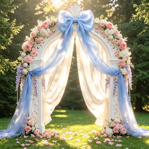 Big Blue Bow Coquette Room Decor, 16x85 Inch Large Christmas Bows for Birthday Decorations, Christmas Tree Topper, Girl Room Decor, Bachelorette, Wedding, Baby Shower, Front Door, Wreath (Blue) - Image 7