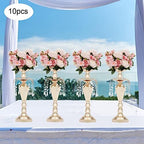 10PCS Flower Vases Table Decorations, 17.7Inch Wedding Tall Trumpet Vases Metal Tall Vase Centerpieces for Event Restaurant Hotel Party Acrylic Bead - Image 3