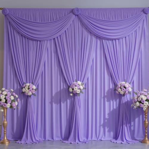 50x10FT Backdrop Curtains with Rod Pockets - Wrinkle Free Photo Stage Backdrop 10 Panels Curtains Drapes for Photography Wedding Party Baby Shower Decorations (Lavender) - Image 2