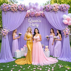 20ft x 12ft Lavender Backdrop Curtains Wrinkle Free Backdrop Curtain for Wedding Parties Lilac Fabric Backdrops Drapes Back Drop Cloth Bridal Shower Stage Curtains Wedding Decorations for Reception - Image 2