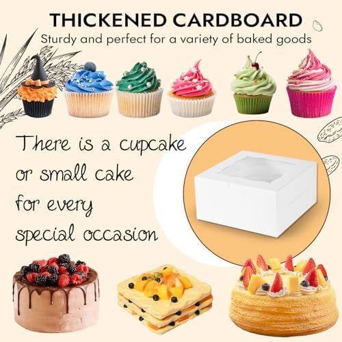 JCD 16 Pcs Valentine’s Day 1+5 Bento Cake and Cupcake Box for a under 6 inch Cake and 5 Cupcakes Box Family Dinner Birthday Party Picnic Gift Boxes Fit 5 Regular Cupcakes and Mini CakeS (1+5/16Pcs) - Image 6