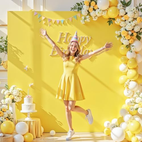 Besutolife Square Arch Backdrop Cover, 6.6×6.6 FT Spandex Arch Covers Stretchy Fitted Balloon Arch Stand Cover for Wedding, Birthday Party, Baby Shower, Photo Booth, Graduation Ceremony, Lemon Yellow - Image 2