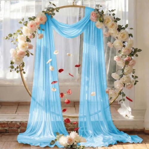 Pack of 1 Wedding Arch Drape Panel Fabric 30" x 40ft - Turquoise - Image 6
