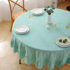 Spa Blue White Gingham Tablecloth Round Dia.70“ - Image 3