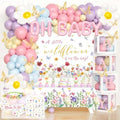 Party Inspo Wildflower Baby Shower Decorations, Baby Shower Decorations for Girl, Wild Floral Baby Shower Decorations, A Little Wildflower is On The Way Baby Shower Backdrop Balloon Cupcake Topper by Unknown