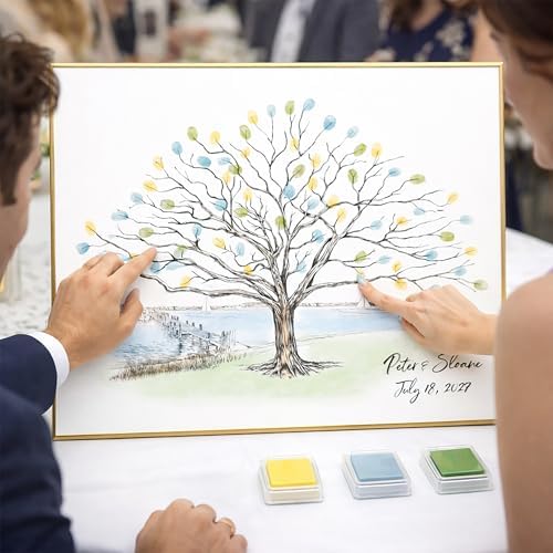 Thumbprint Tree Guestbook Alternative Guest Book with Sailboats for Weddings, Birthdays, Retirement - Image 3