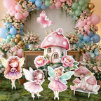 6 Pcs Fairy Wonderland Birthday Party Decoration Mushroom House Baby Shower Decoration Fairy First Birthday Cardboard Cutout Photo Props for Girls Women Party Supplies by Unknown