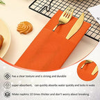 Cindeer 150 Pcs Orange Linen Dinner Napkins with Built in Flatware - Image 4