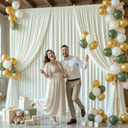30ft x 15ft Ivory Wrinkle Free Backdrop Curtains for Wedding Party Backdrops Curtain Drapes Fabric Decorations Photo Back Drop Cloth for Baby Shower Photography Stage Reception - Image 3