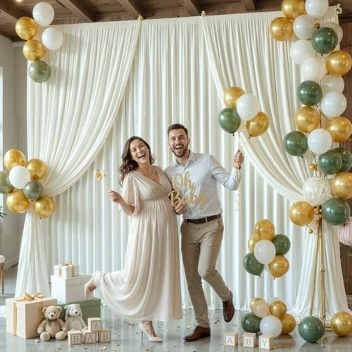 30ft x 15ft Ivory Wrinkle Free Backdrop Curtains for Wedding Party Backdrops Curtain Drapes Fabric Decorations Photo Back Drop Cloth for Baby Shower Photography Stage Reception - Image 3