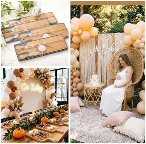 Ziliny 4 Sets Baby Shower Game Prizes Cheese Board Gift Sets, Bamboo Color - Image 5