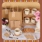 6 Sets Kraft Baby Shower Game Prizes, Baby Shower Guest Gifts, Ceramic Mugs with Metal Spoons, Woven Coasters, Notebooks with Pens, Thank You Tags, Wedding Bridal Shower Favors for Guests (brown) - Image 4