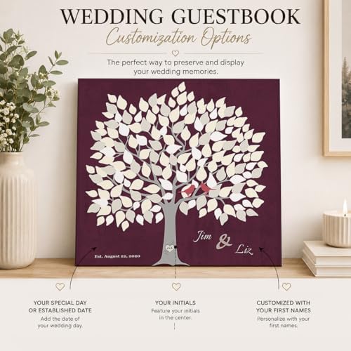 MuralMax Personalized Wedding Signing Tree Canvas Guest Book Wall Art - Image 3
