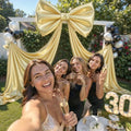 Big Gold Bow Backdrop Large Gold Bow Decor Gift Bows Birthday Decorations 48x24x120 Inches Giant Bow Birthday Party Backdrop for Wedding Baby Shower Photography Coquette Room Decor by Tao-GePartyDecorations