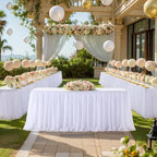 4 Pack White Tablecloth for 6 Foot Rectangle Tables with Tulle Table Skirt - Image 2