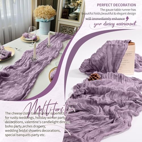 20 Pack Purple Cheesecloth Table Runner Wedding Birthday Table Decor - Image 6