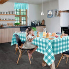 Hiasan Plaid Tablecloth 2 Pack, 60 x 84 inch, Turquoise and White - Image 2