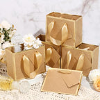 Yeaqee 100 Pcs Mini Metallic Paper Gift Bags with Handle, Kraft, Gold - Image 7