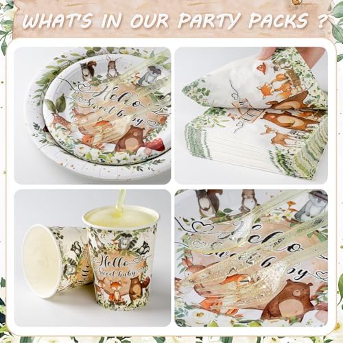 350 Pieces Woodland Baby Shower Decorations Set Serves 50 Guests - Image 5