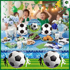 Ceenna 452 Pcs Soccer Party Supplies for 50 Guests, Soccer Paper Plates Napkins Cups Tablecloth Cutlery Straw Disposable Tableware for Men Birthday Sports Theme Day Party Decorations - Image 4