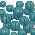 Quasimoon PaperLanternStore.com Ultimate 20-Piece Tahiti Teal Paper Lantern Party Pack - Assorted Sizes of 6, 8, 10, 12 Inch (5 Round Lanterns Each) for Weddings, Birthday, Events and Decor by Quasimoon