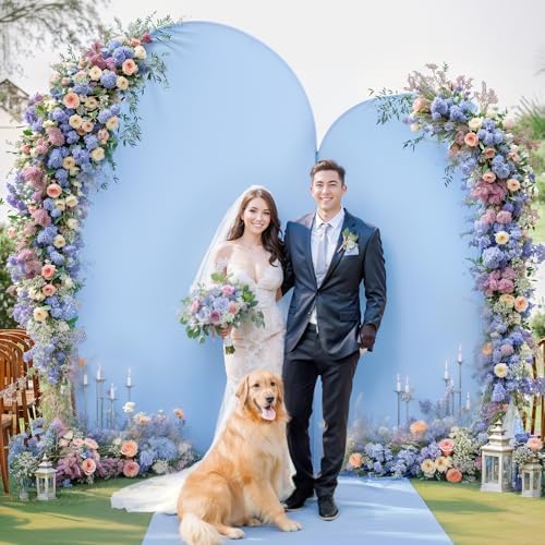 Pink Blue Arch Backdrop Covers 7.2FT 6FT Party Gender Reveal Wedding Arch Covers Stretchy Backdrop Set of 2 Baby Shower Bridal Shower Photo Birthday Spandex Light Blue Arch Cover - Image 6