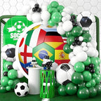Soccer Ball Round Backdrop Cover Soccer Sports Theme Round Arch Backdrop Cover International World Flags Football Birthday Party Decorations Photography Background for Men Fans Kids Boys 6ft - Image 2