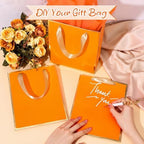 Yeaqee 50 Pcs Metallic Paepr Gift Bags Bulk with Handles,Orange - Image 4