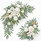 Faux Flower Swag Set of 2 for Wedding Welcome Signs Floral Swag Wedding Reception Ceremony Signs Decor (A-White) by Piklado