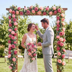 4 Pcs 26 ft Artificial Eucalyptus Vines Garland with Flowers, Pink - Image 6