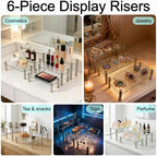 6 Pack Tempered Glass Display Stands Set, 13 Inch Rectangular Cake Stand - Image 6